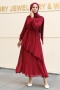 Antona Bordo Şifon Elbise