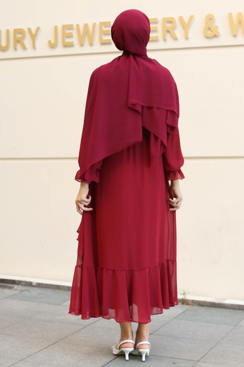 Antona Bordo Şifon Elbise