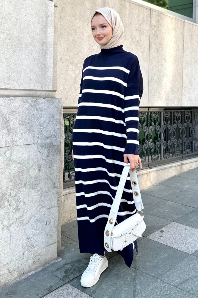 Ases Lacivert Triko Elbise