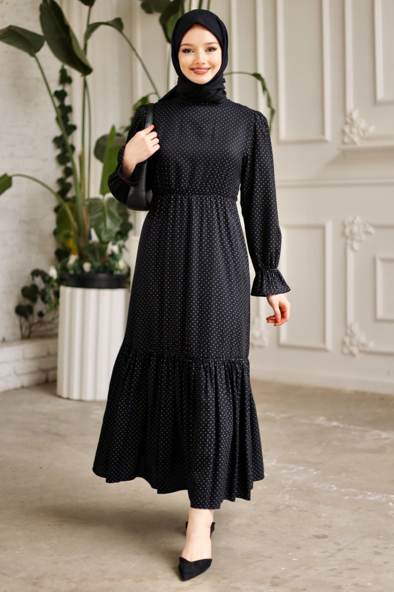 Banto Siyah Viskon Elbise