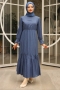 Banto Saks Mavisi Viskon Elbise