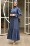 Banto Saks Mavisi Viskon Elbise