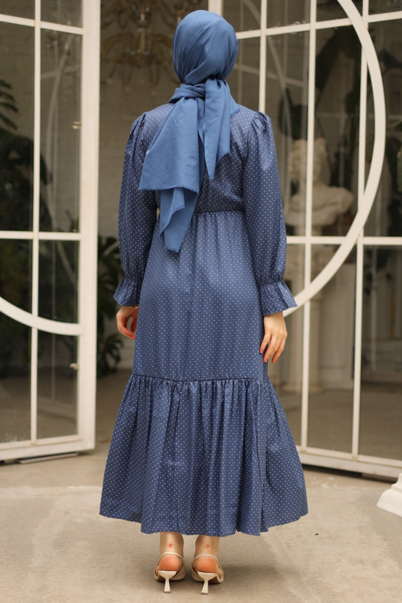 Banto Saks Mavisi Viskon Elbise