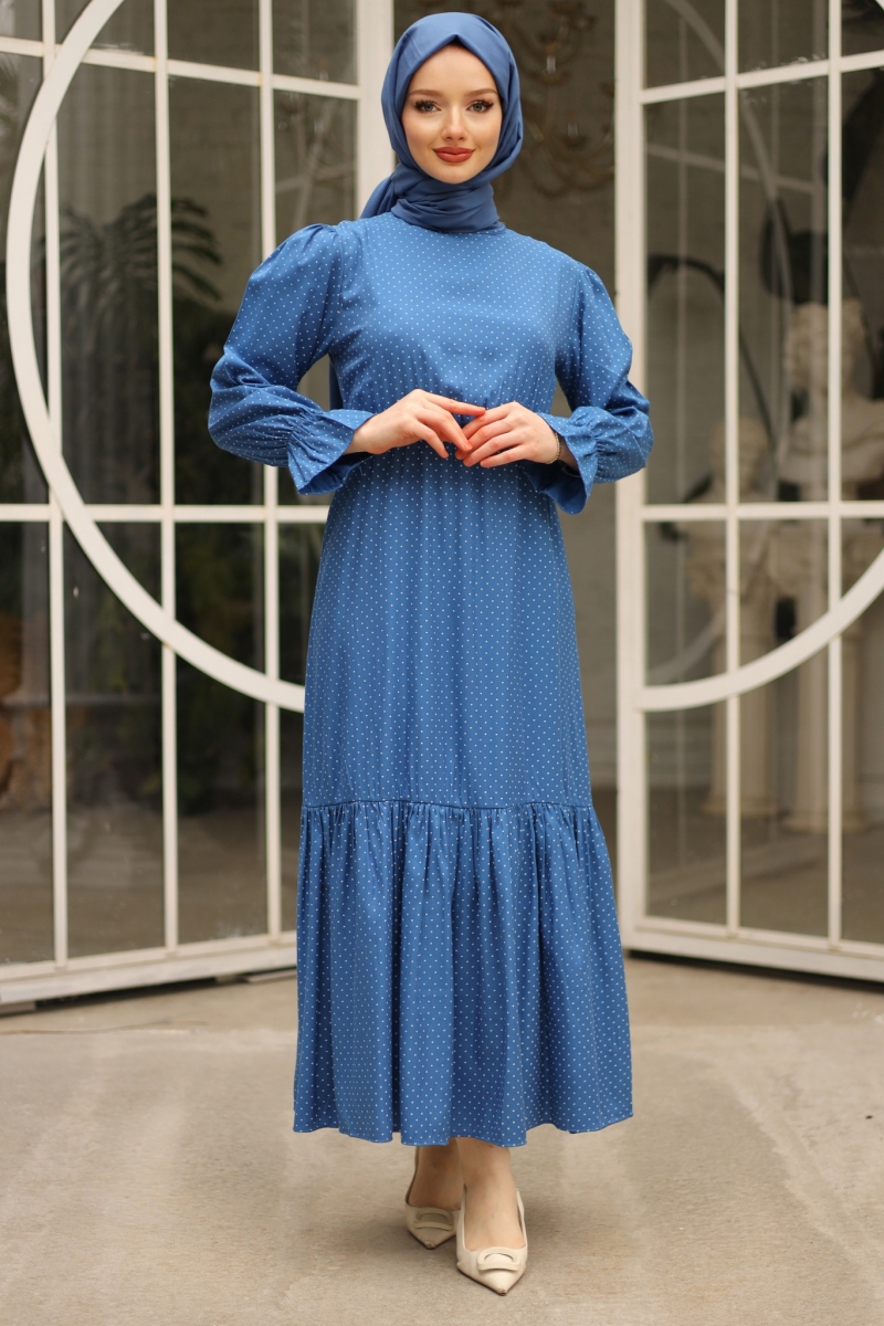 Banto Mavi Viskon Elbise