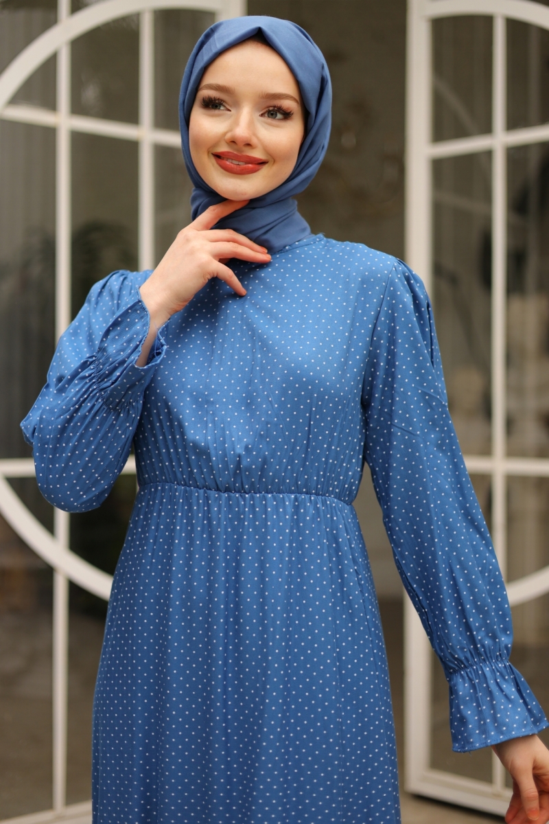 Banto Mavi Viskon Elbise