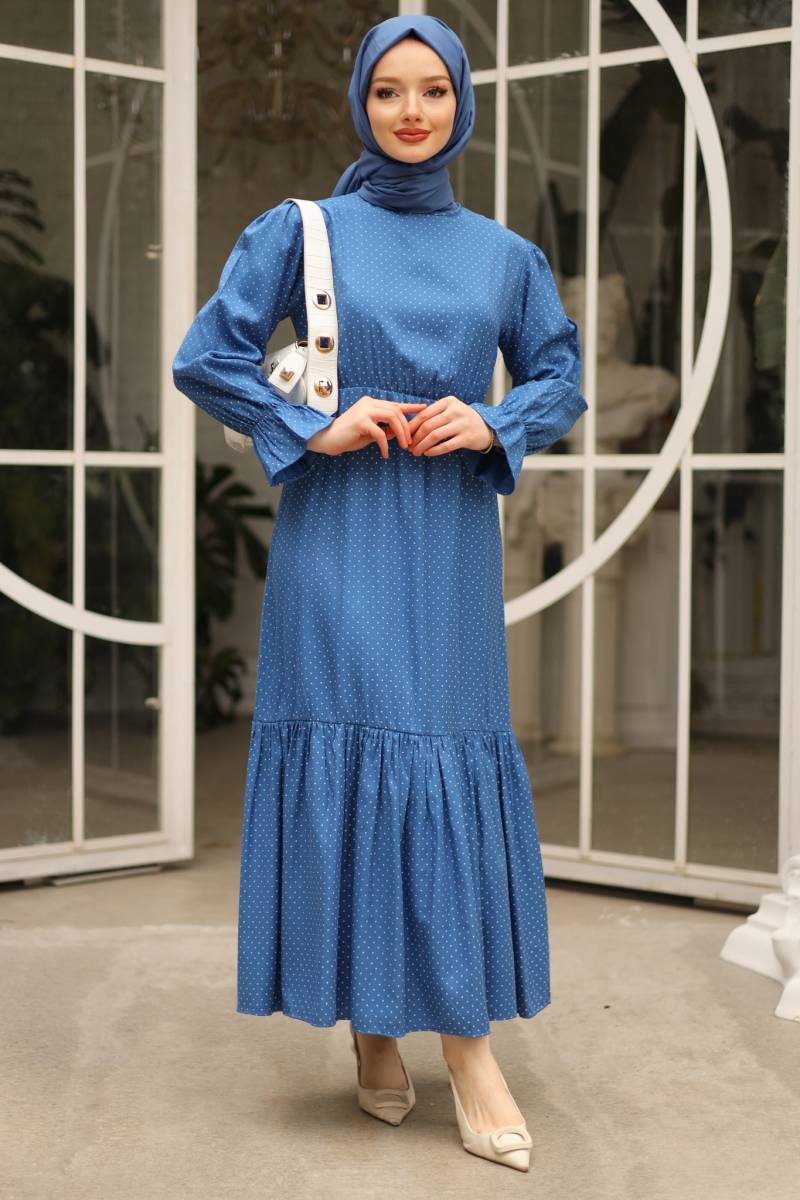 Banto Mavi Viskon Elbise