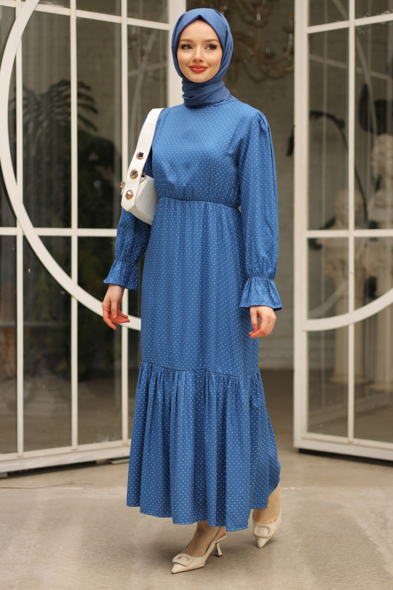 Banto Mavi Viskon Elbise