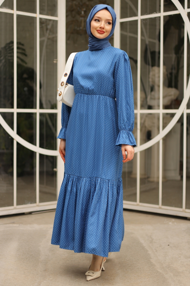 Banto Mavi Viskon Elbise