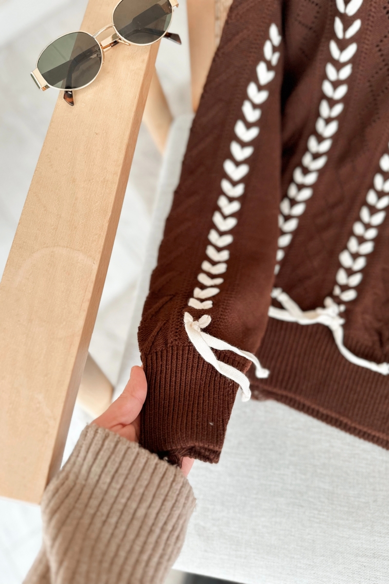 Bellam Kahverengi Triko Kazak