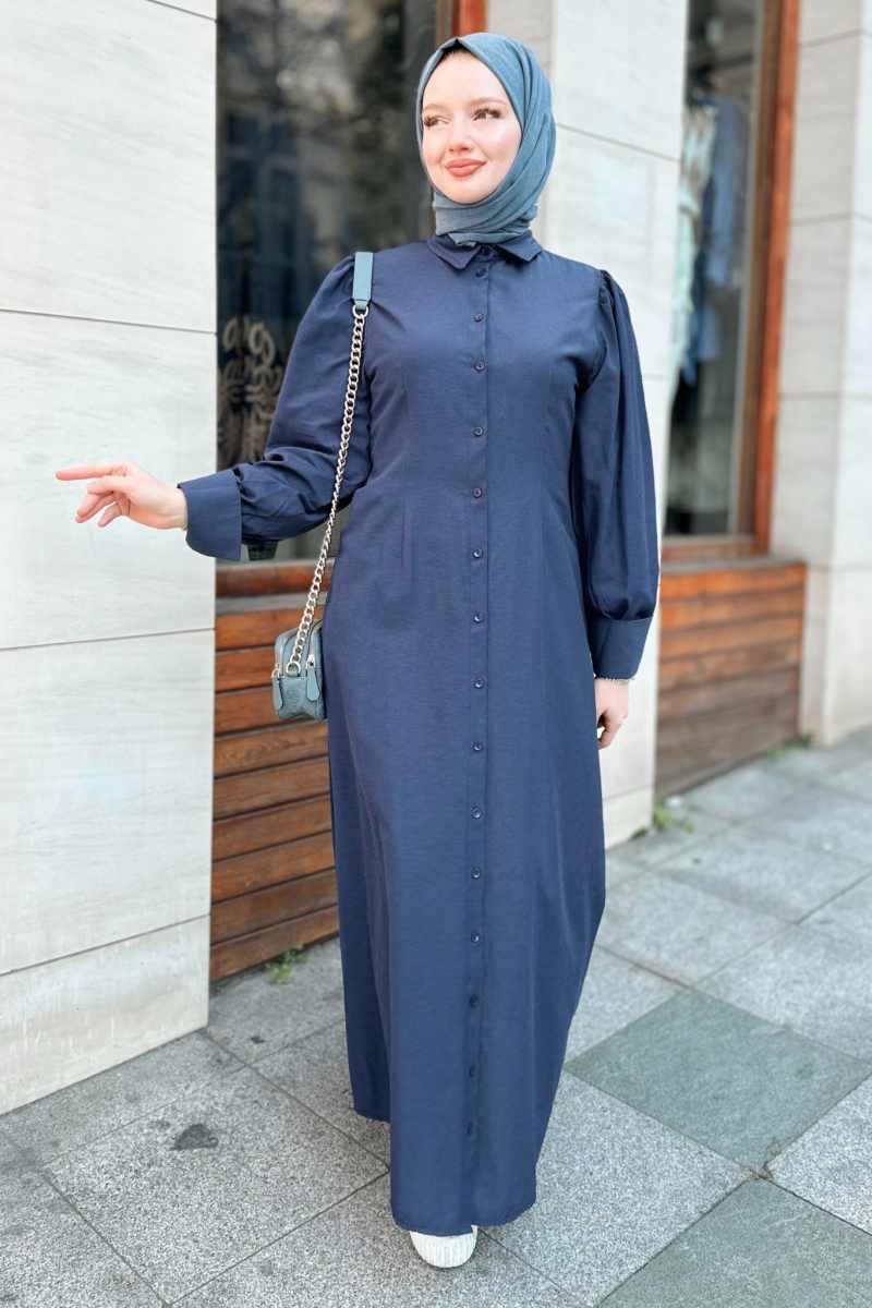 Belur Saks Mavisi Elbise