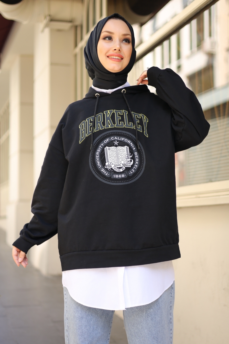 Berkeley Siyah Kapüşonlu Sweat