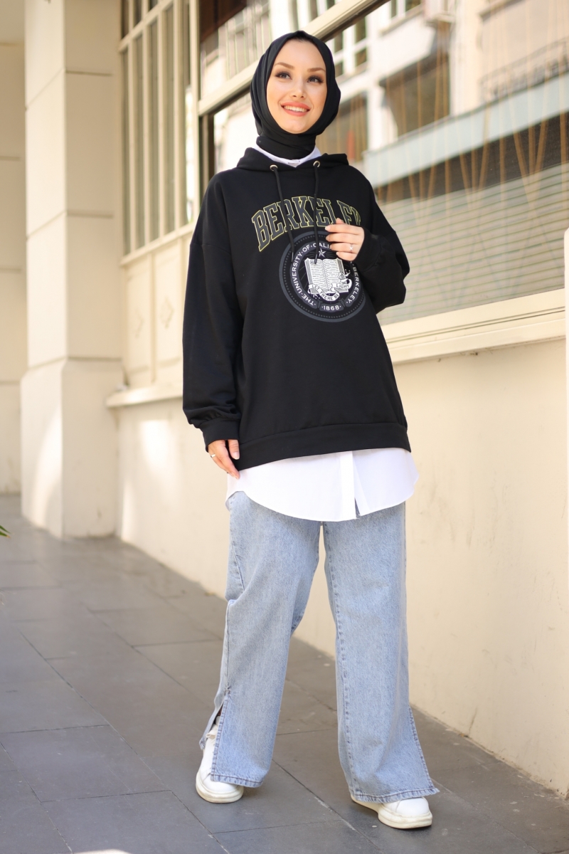 Berkeley Siyah Kapüşonlu Sweat