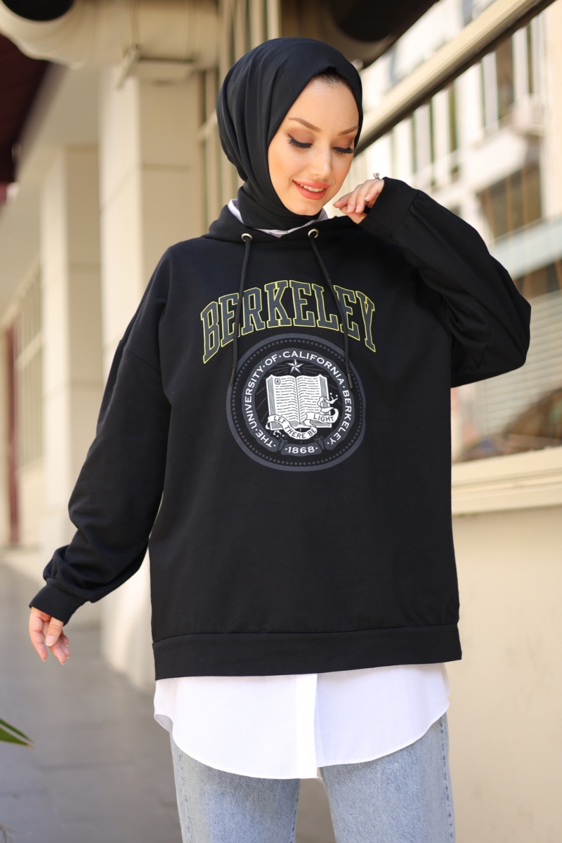 Berkeley Siyah Kapüşonlu Sweat