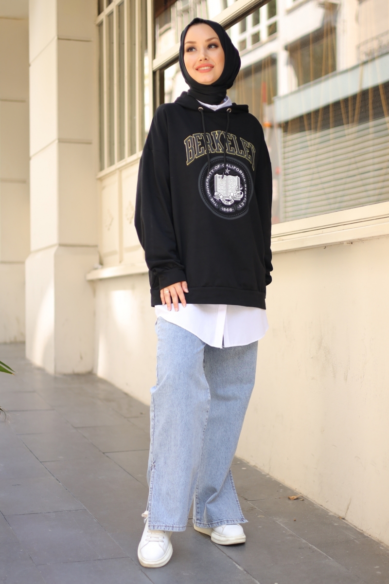 Berkeley Siyah Kapüşonlu Sweat