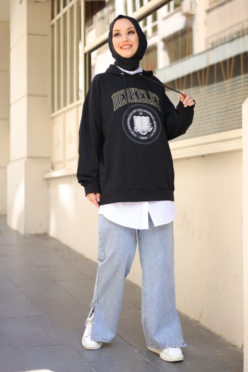 Berkeley Siyah Kapüşonlu Sweat