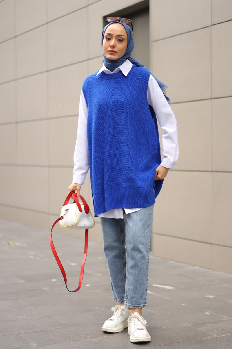 Bevis Saks Mavi Süveter