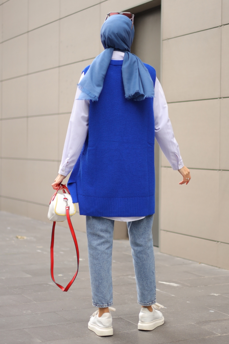 Bevis Saks Mavi Süveter