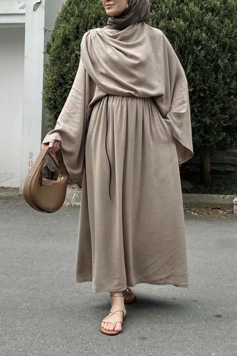 Bonika Haki Kemerli Elbise