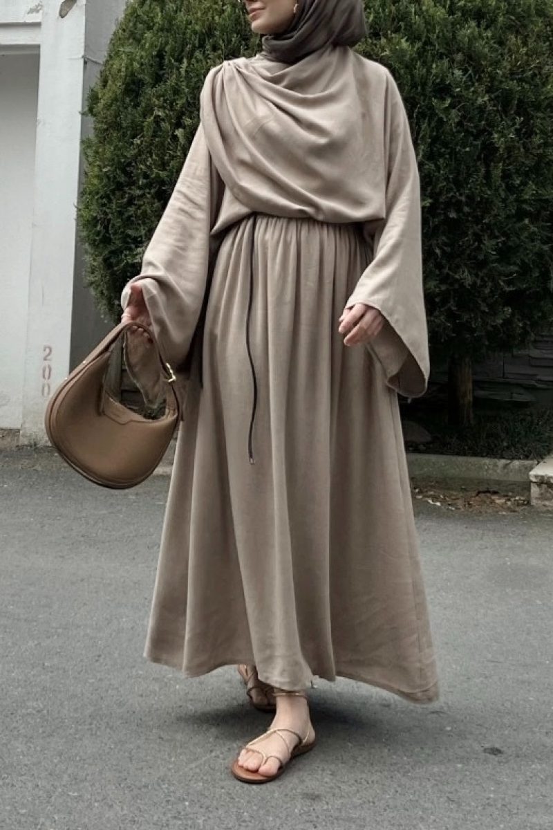 Bonika Haki Kemerli Elbise