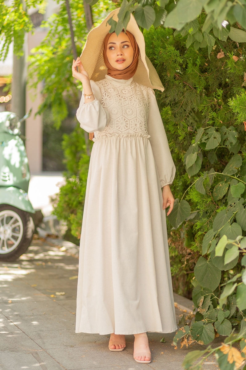 Bonita Krem Elbise