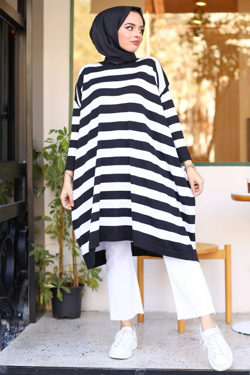 Boyode Siyah Panço Tunik