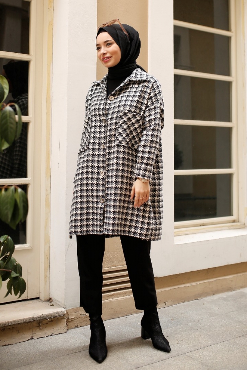 Brandi Gri Kaz Ayağı Ceket Gömlek