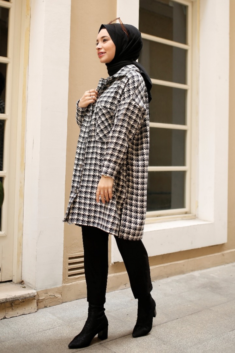 Brandi Gri Kaz Ayağı Ceket Gömlek