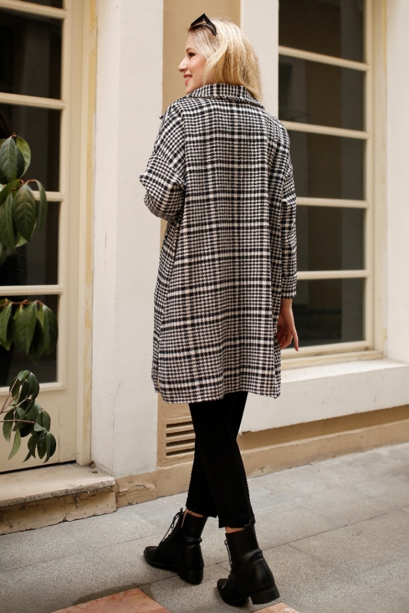 Brandi Beyaz Kaz Ayağı Ceket Gömlek