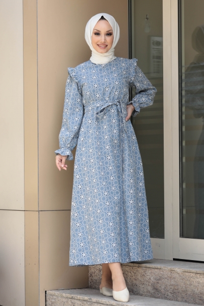 Calve İndigo Elbise