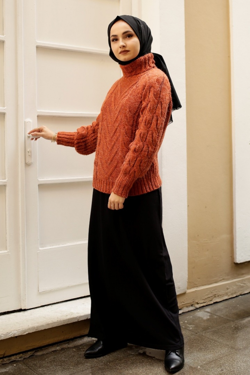 Cara Kiremit Triko Kazak