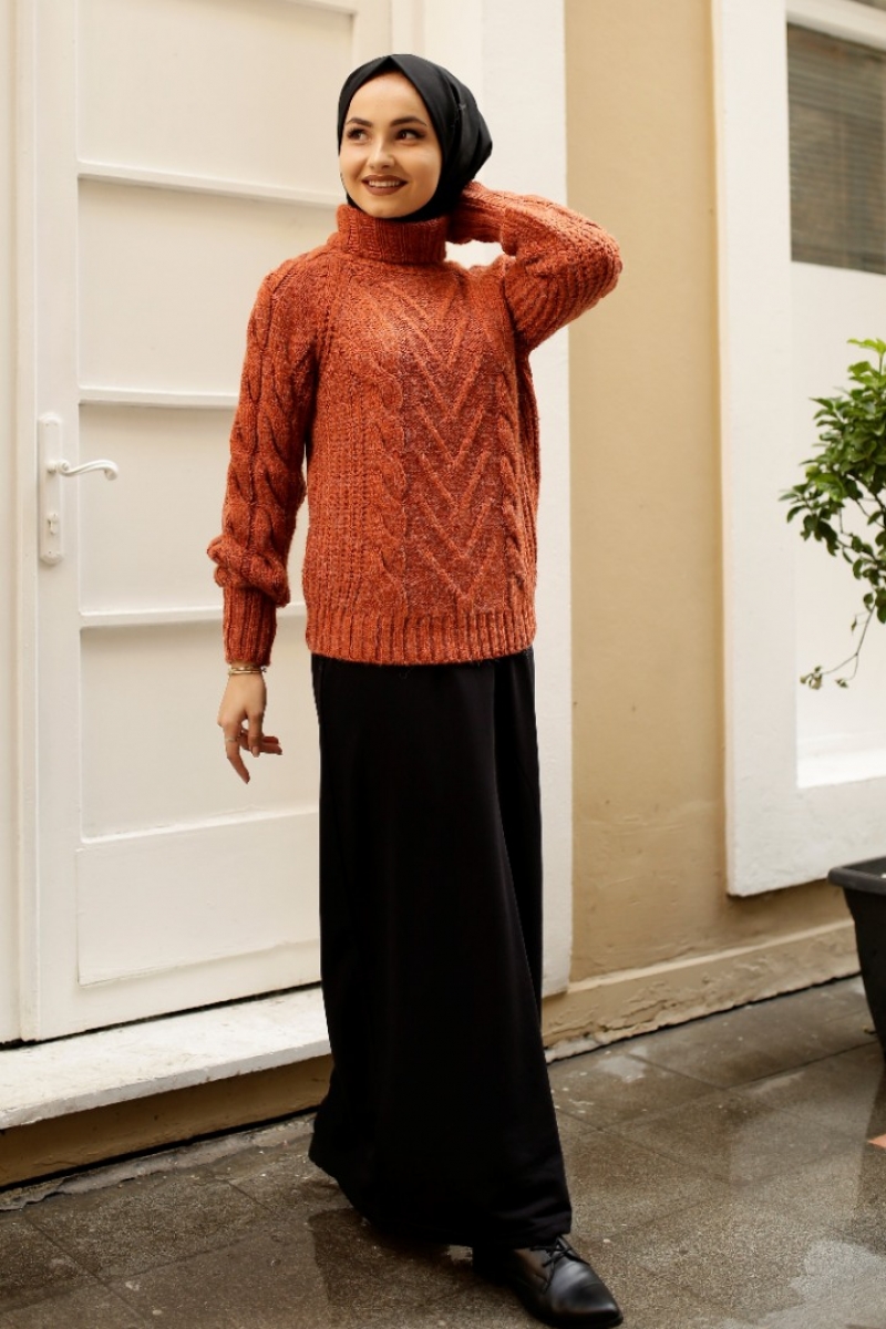 Cara Kiremit Triko Kazak