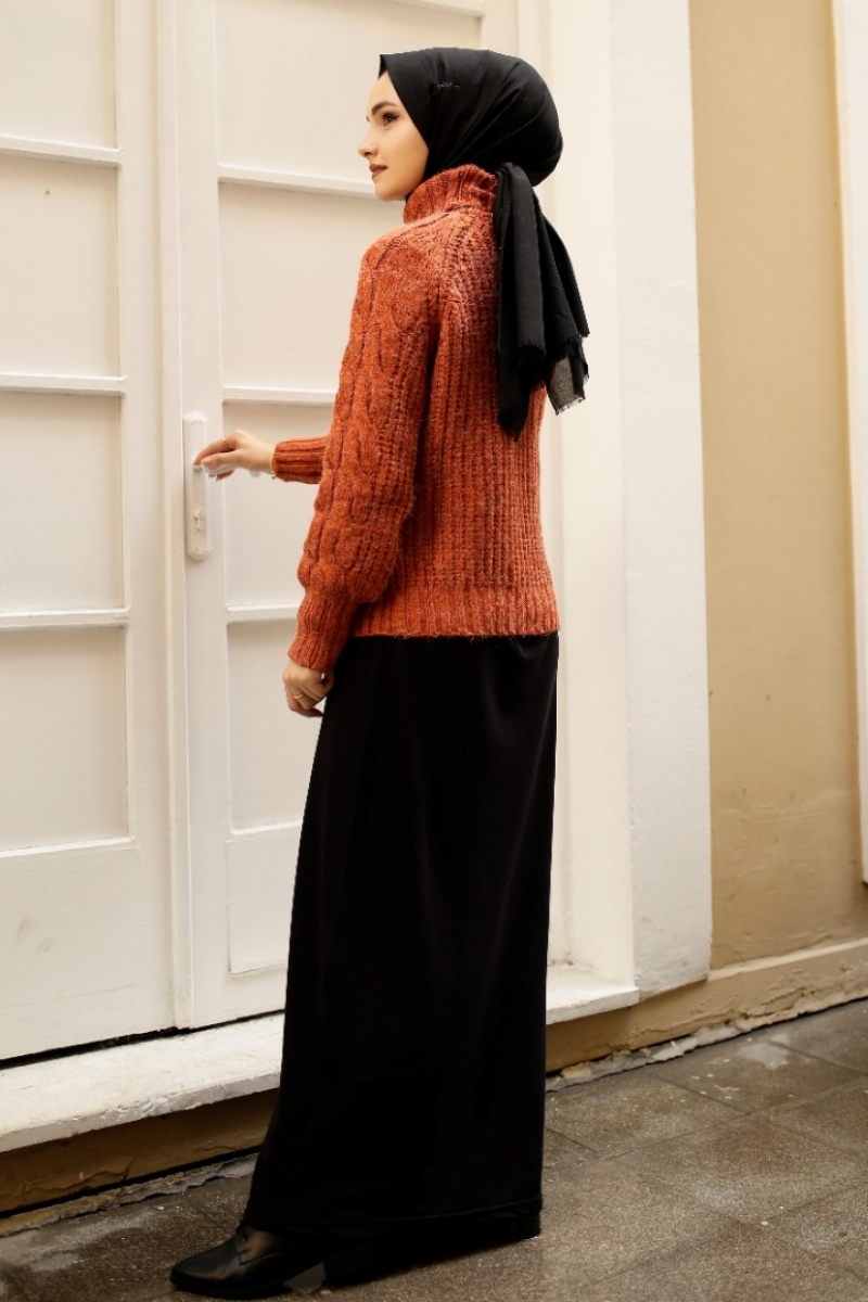 Cara Kiremit Triko Kazak