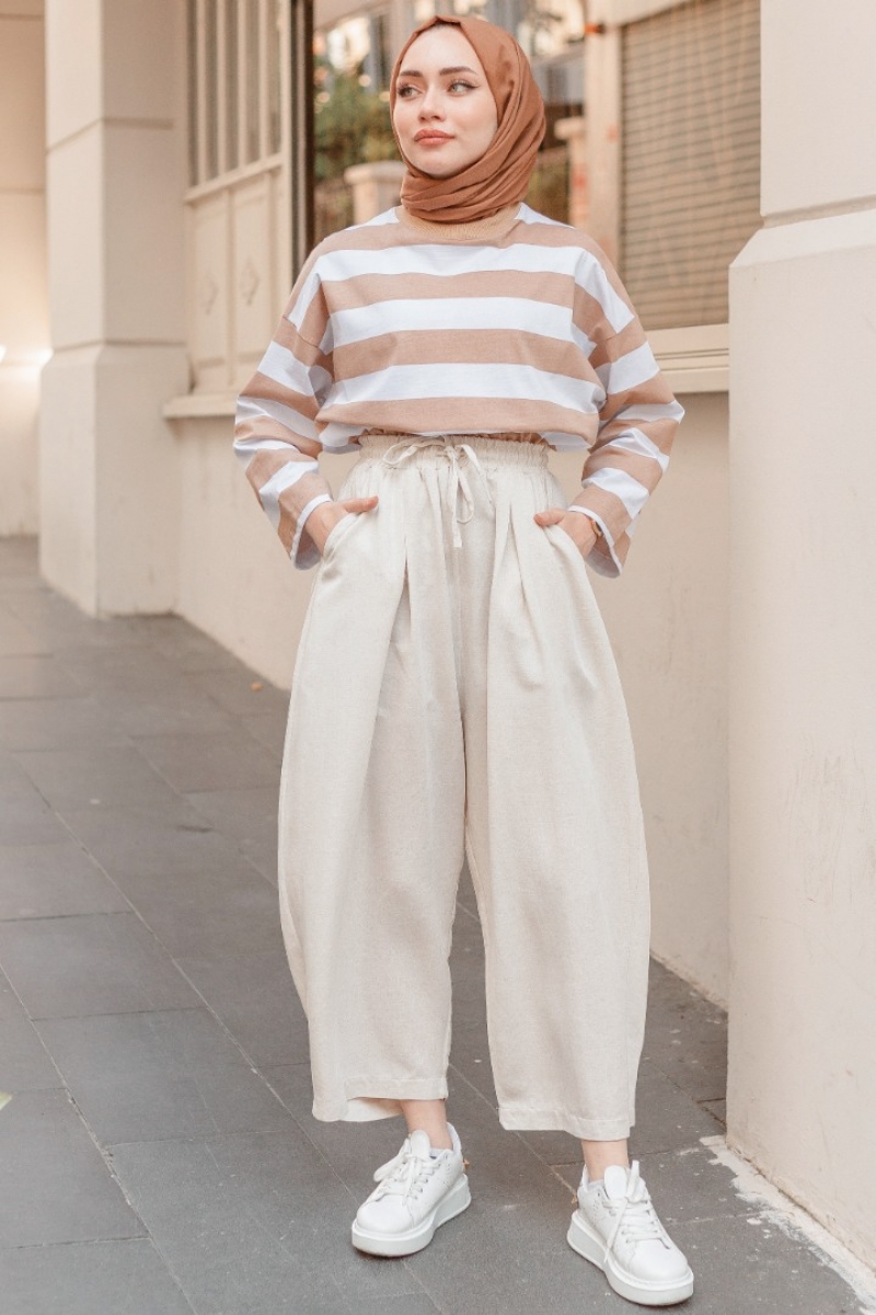 Carina Ekru Pantolon