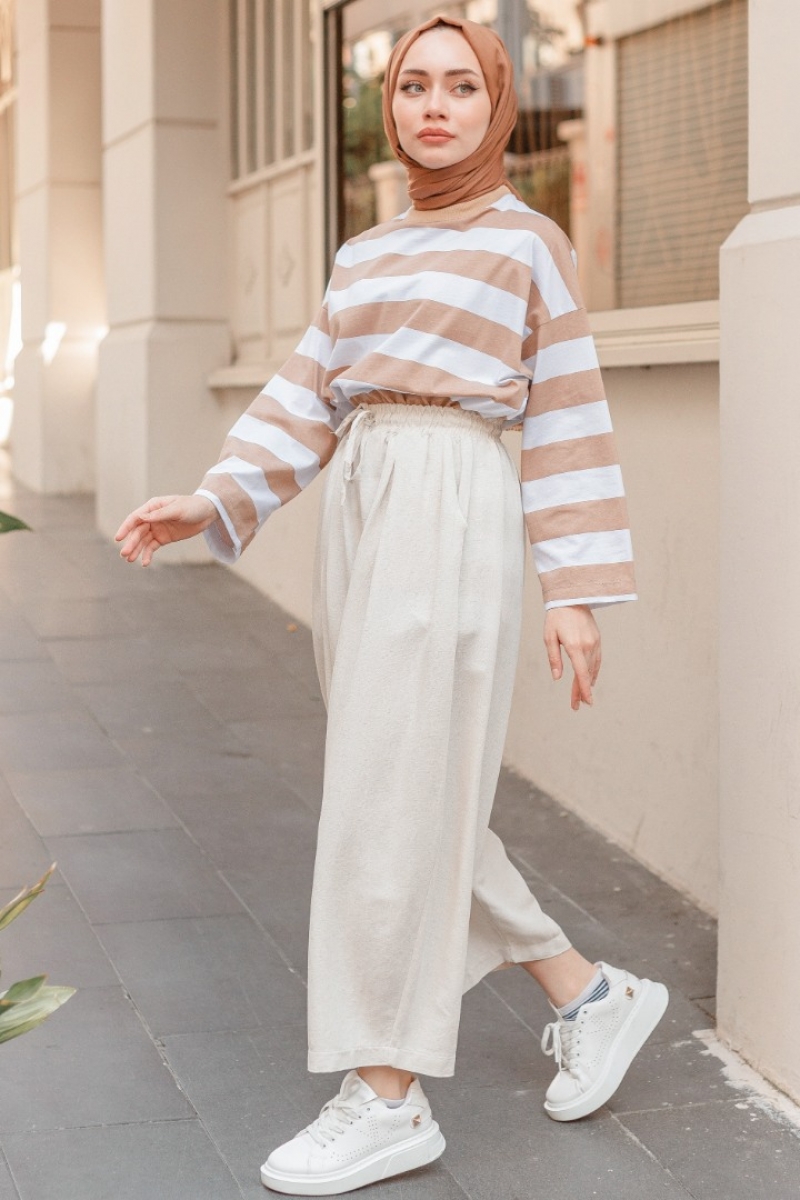 Carina Ekru Pantolon