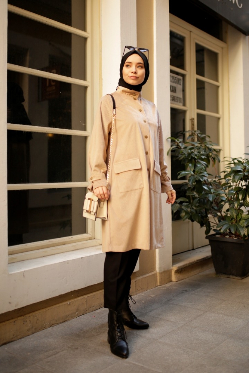 Carmel Bej Kadife Trençkot