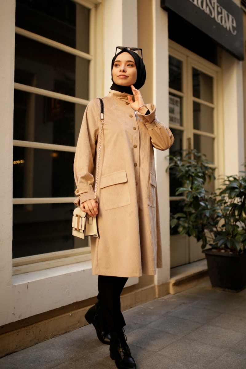 Carmel Bej Kadife Trençkot