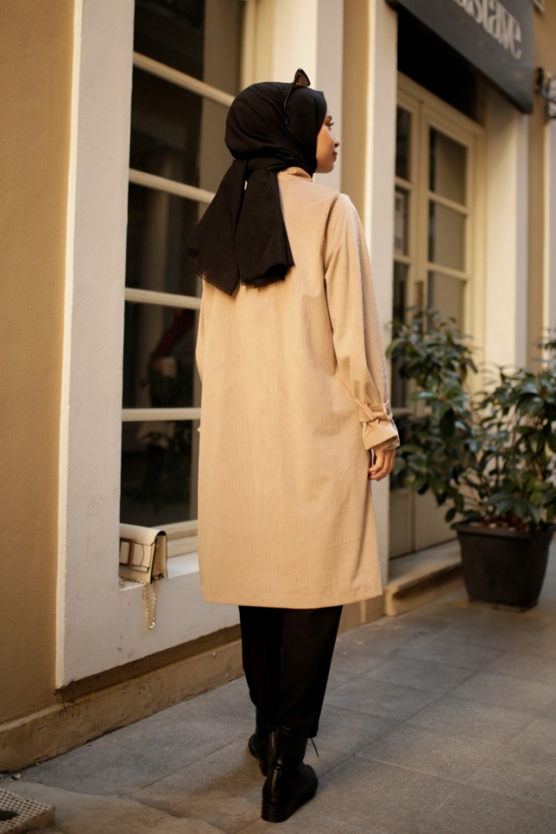 Carmel Bej Kadife Trençkot