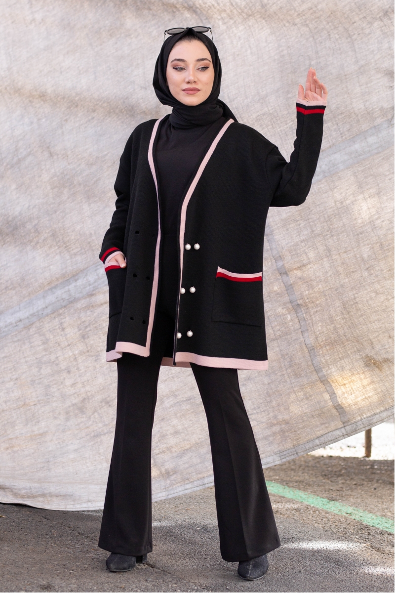 Carol Siyah Triko Hırka