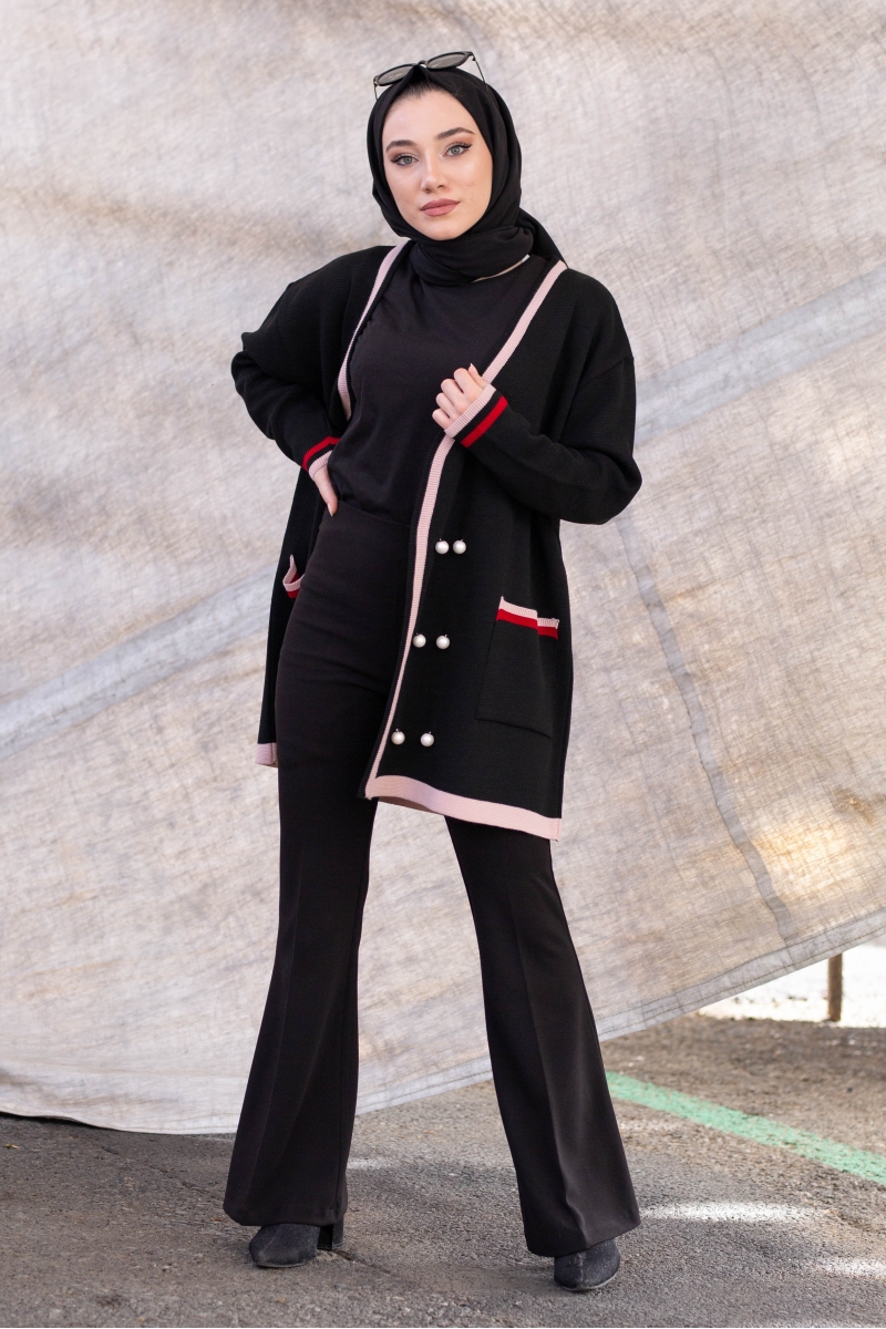 Carol Siyah Triko Hırka