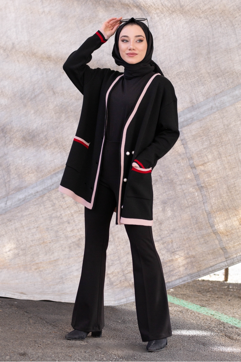 Carol Siyah Triko Hırka