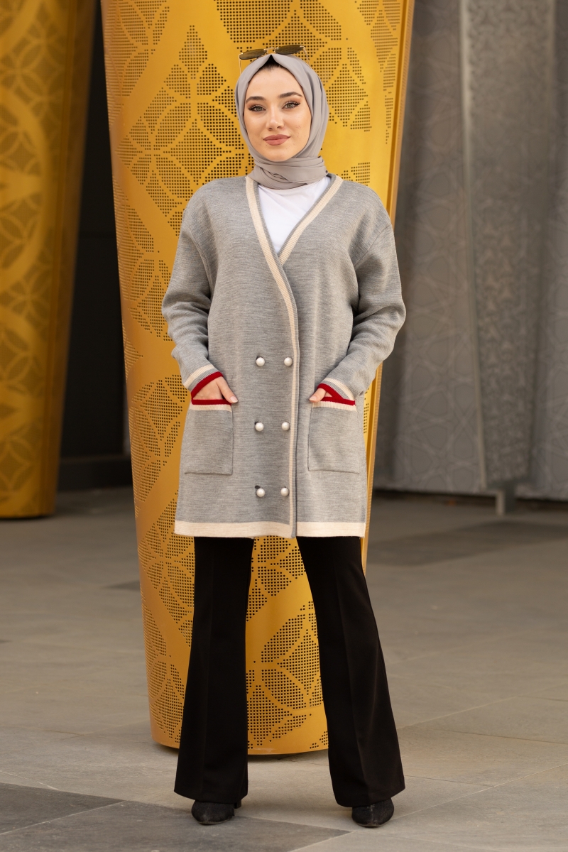 Carol Gri Triko Hırka