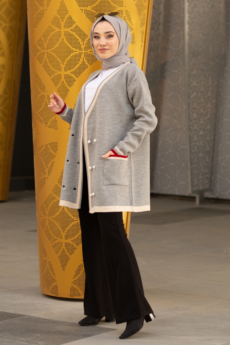 Carol Gri Triko Hırka