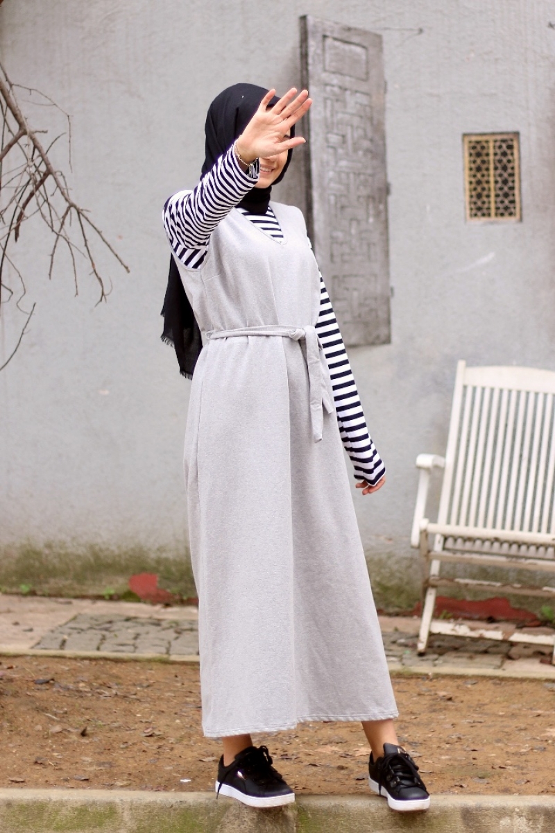 Casya Gri Jile Tunik Kombin