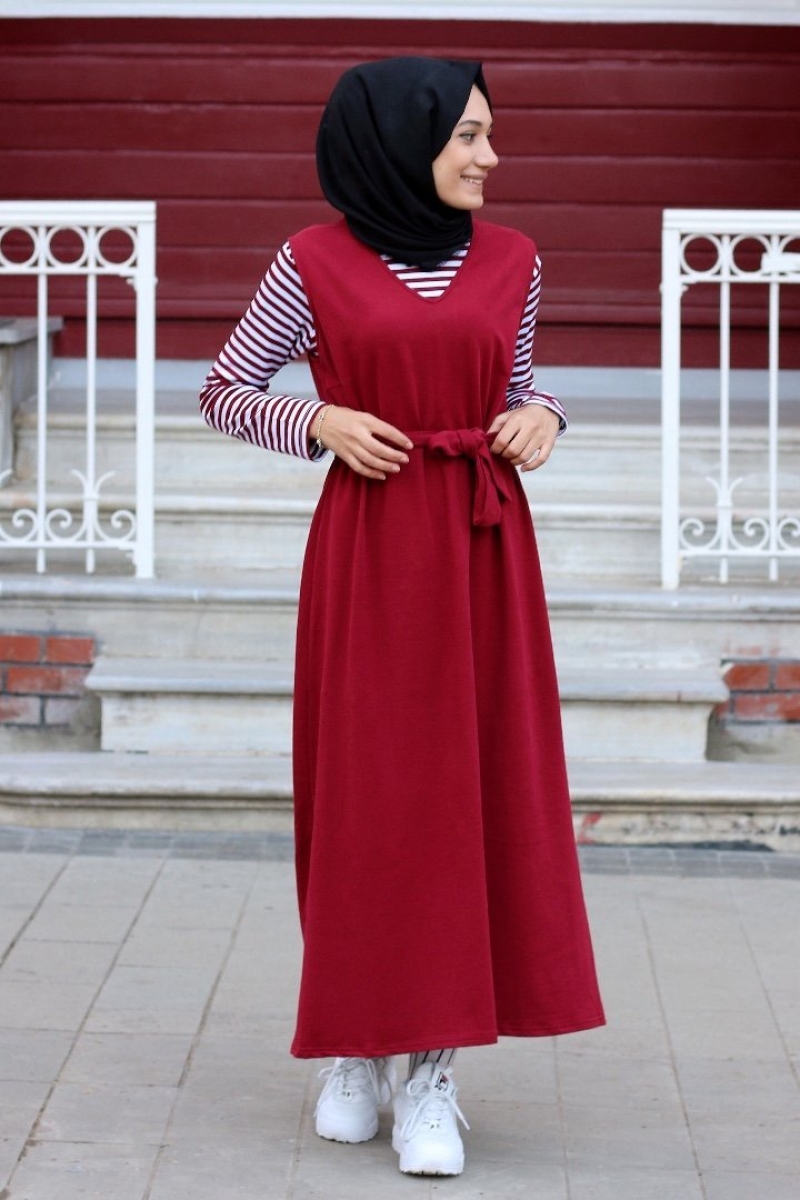 Casya Kırmızı Jile Tunik Kombin