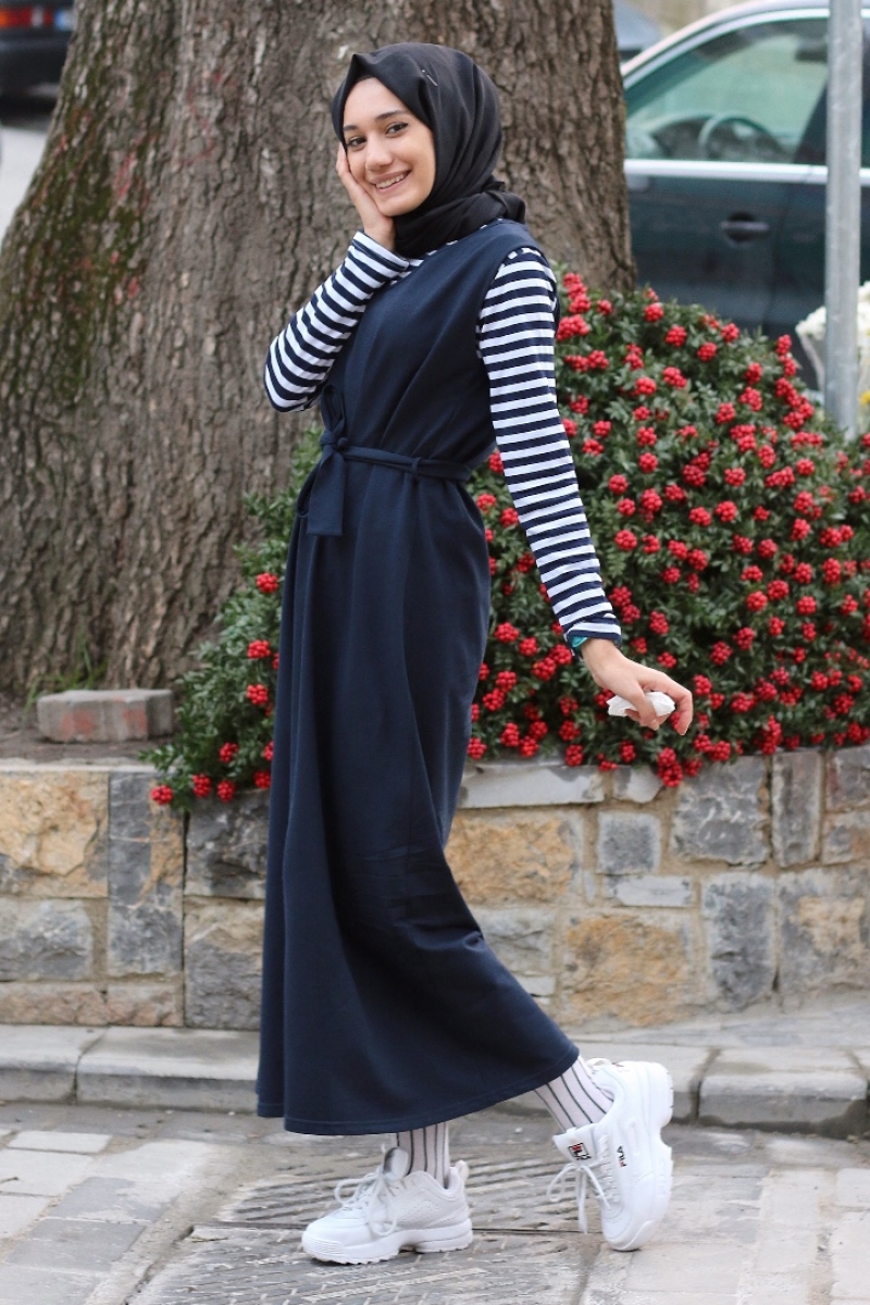 Casya Lacivert Jile Tunik Kombin