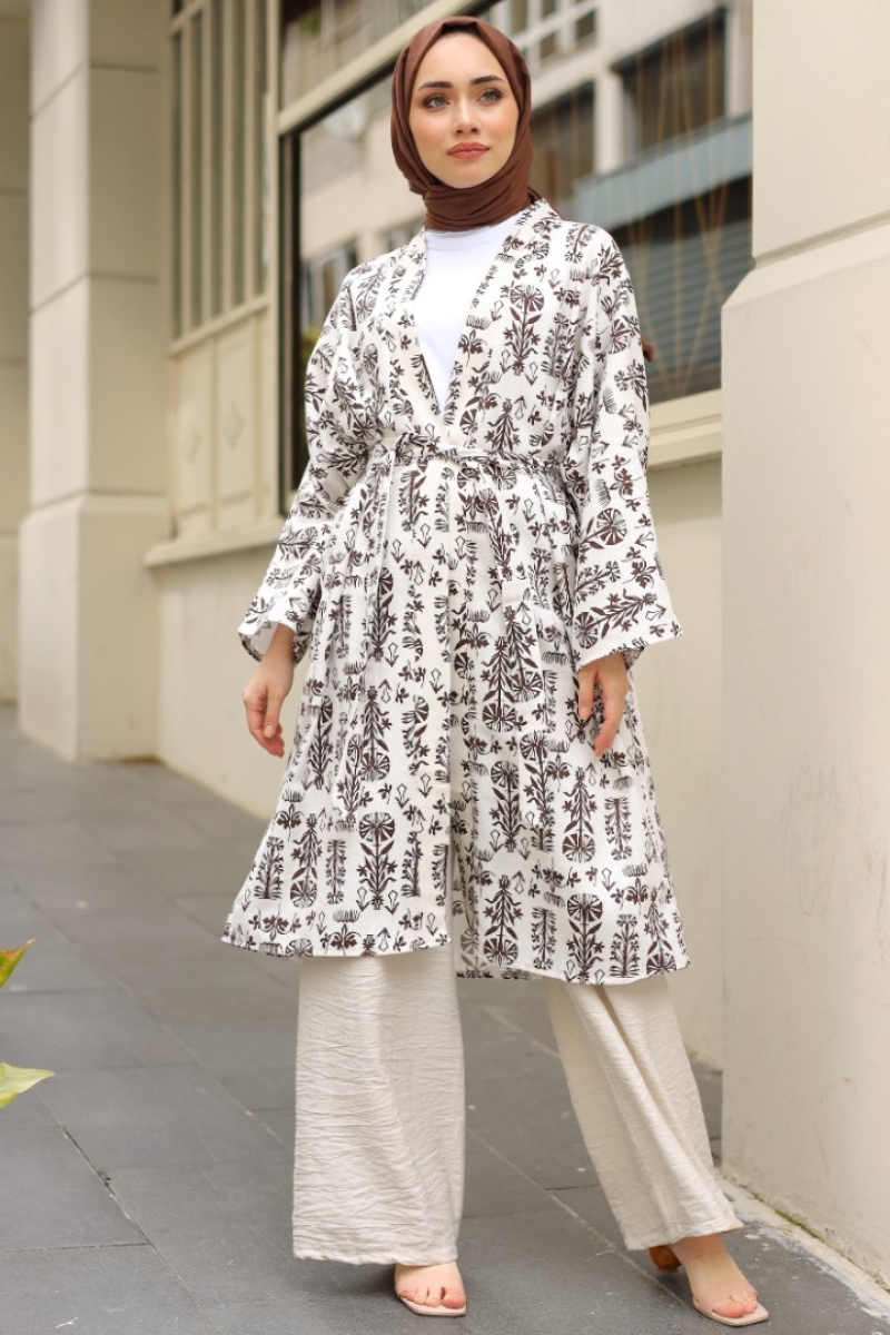 Cedric Kahverengi Kimono