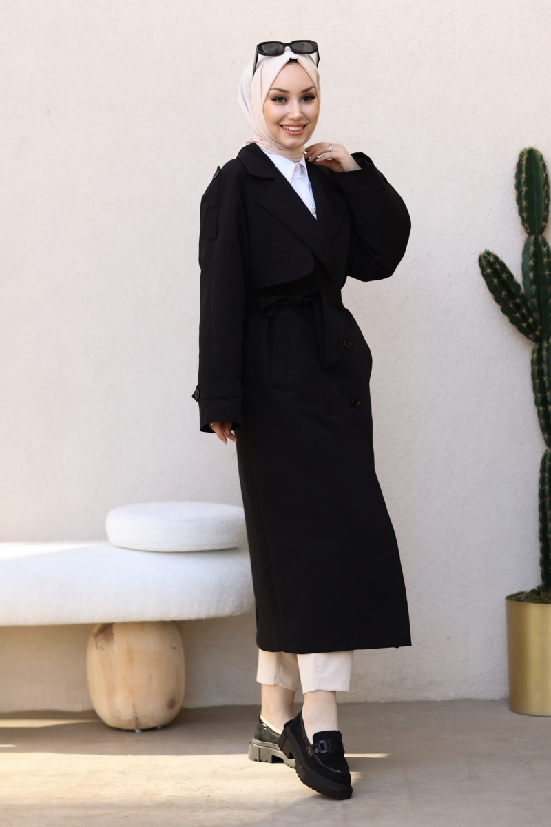 Collins Siyah Trenç