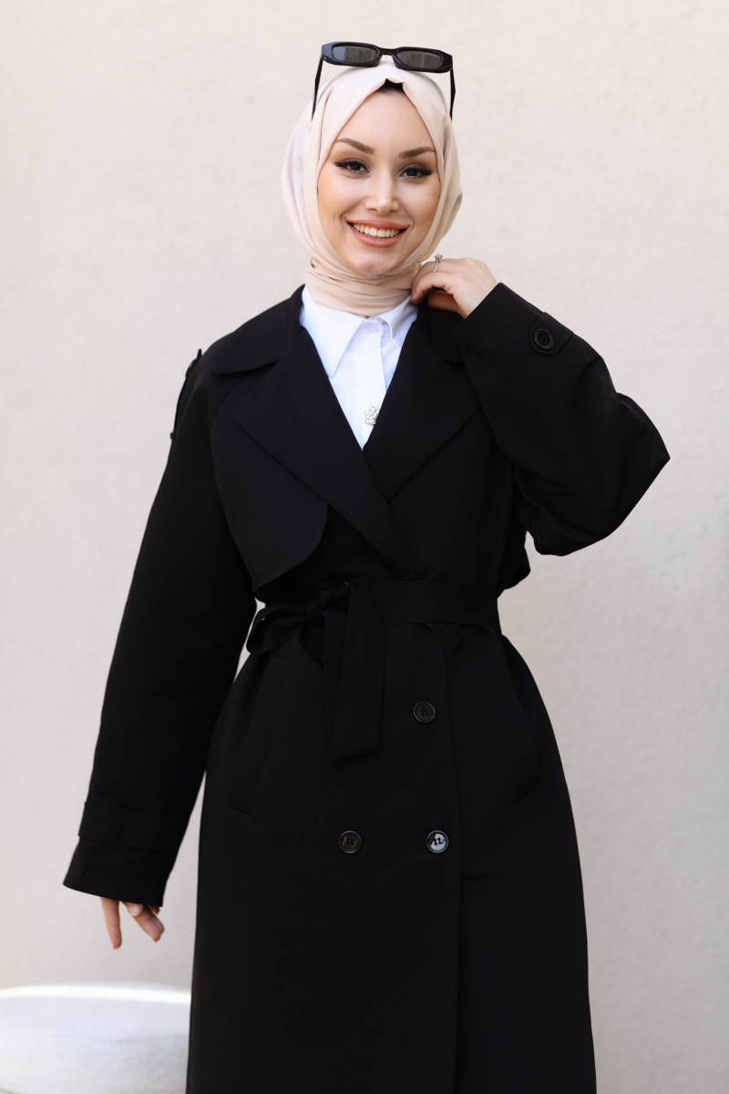 Collins Siyah Trenç