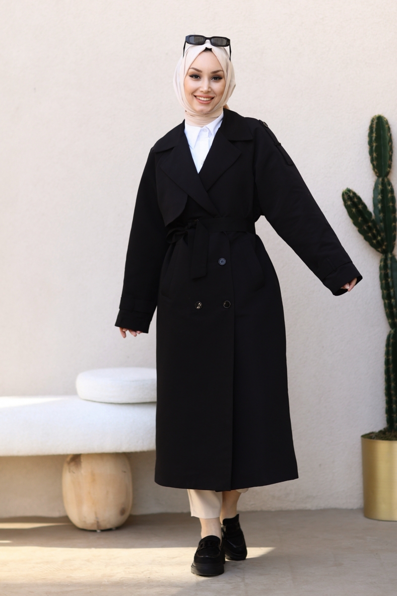 Collins Siyah Trenç