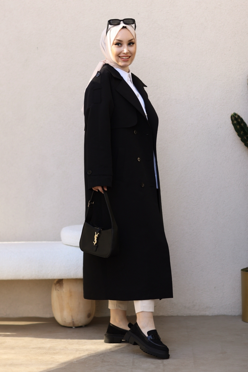 Collins Siyah Trenç